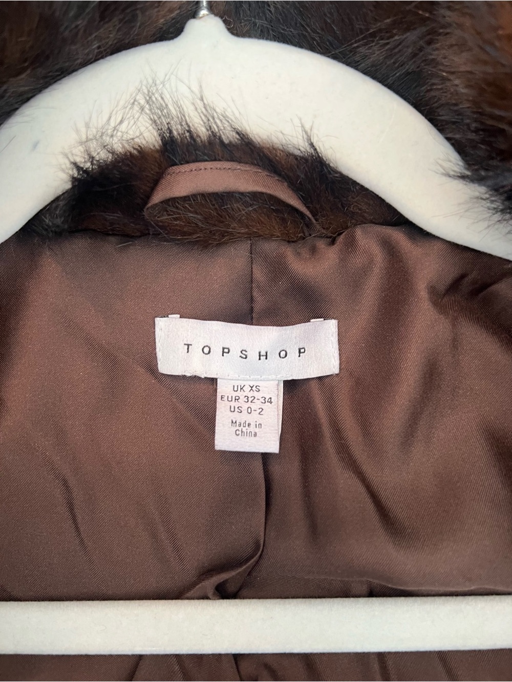 Topshop Dark Brown Faux Fur Zip Jacket XS US 0–2 - Picture 9 of 12